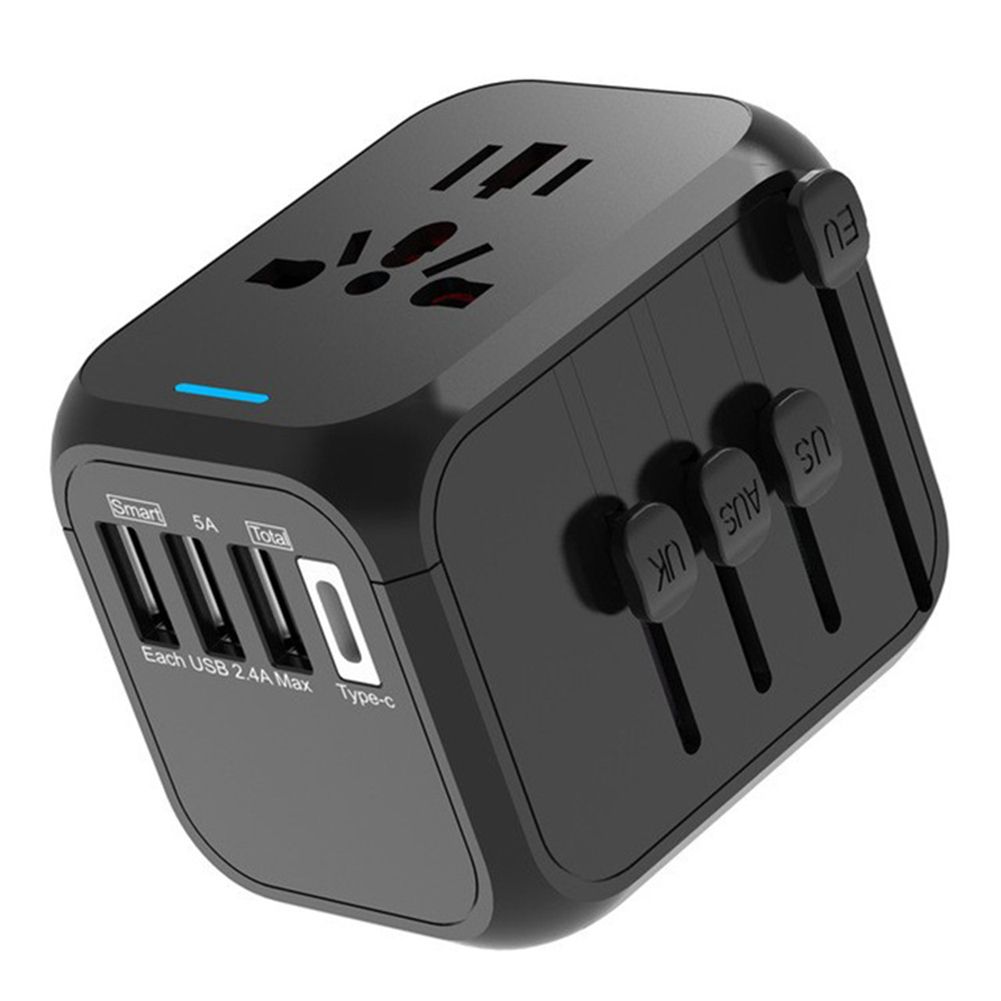 Universal Travel Plug Adapter Three USB Ports One Type C