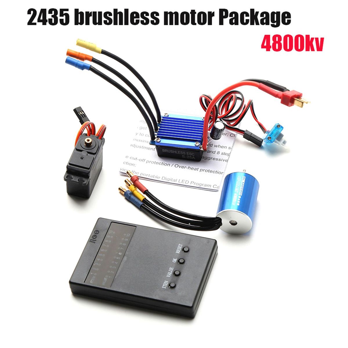 2435 4800KV Brushless Motor and 25A ESC 2.2KG Servo Programming Card Replacement for HSP Wltoys 1/16 1/18 Remote Control Truck Car