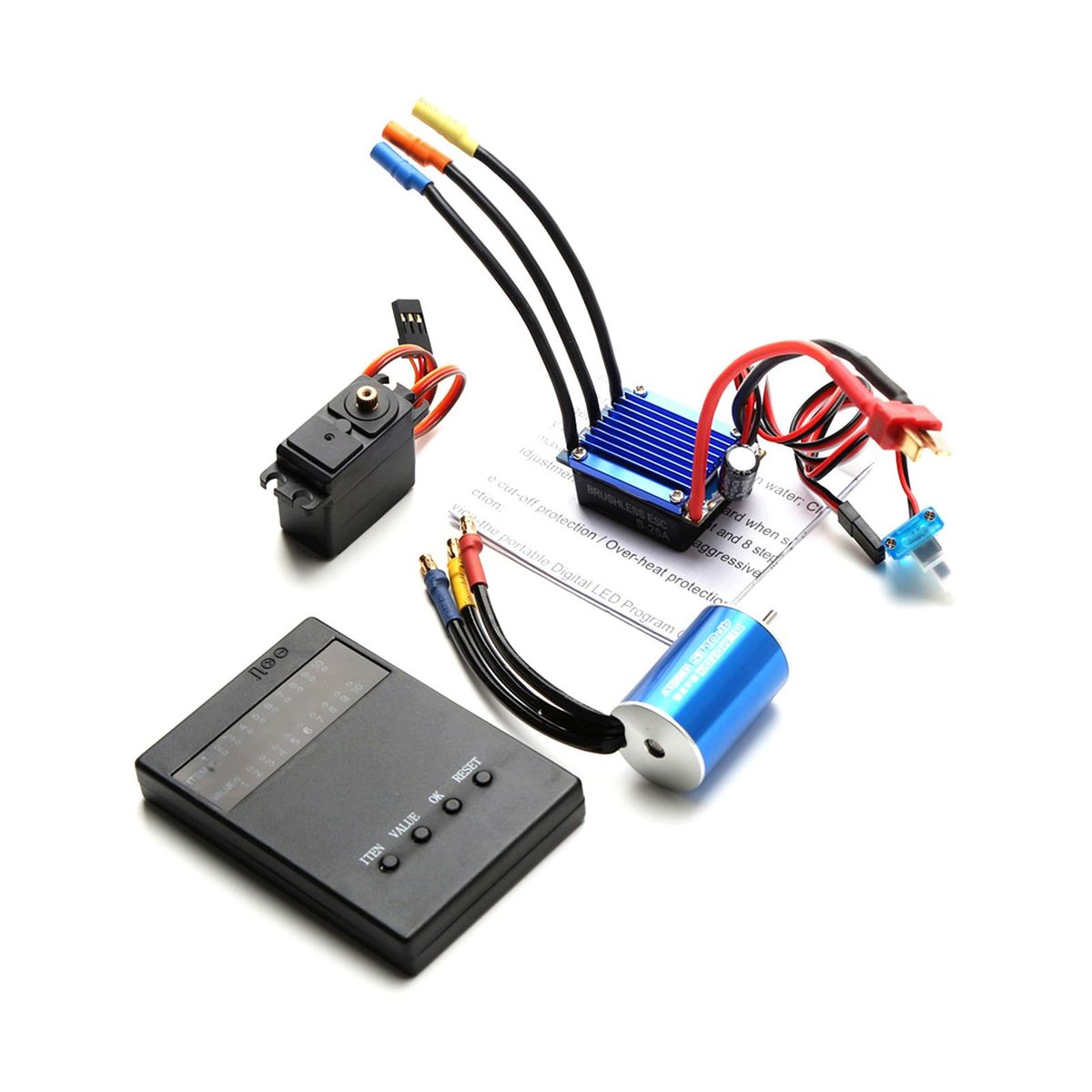2435 4800KV Brushless Motor and 25A ESC 2.2KG Servo Programming Card Replacement for HSP Wltoys 1/16 1/18 Remote Control Truck Car
