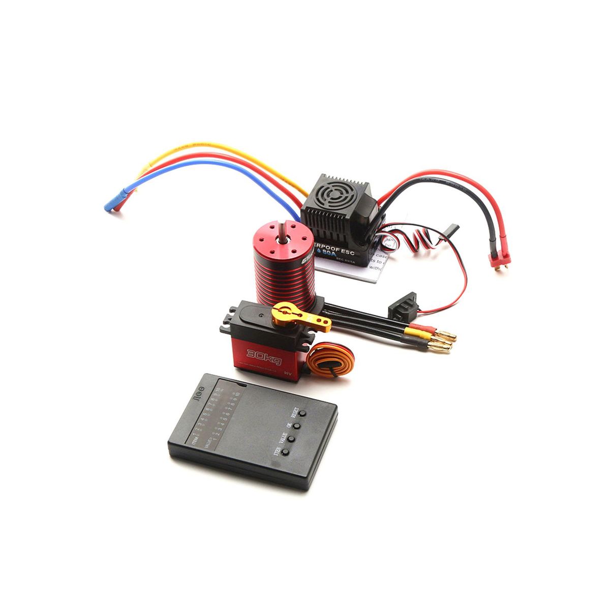 GTSKYTENRC Waterproof 3660 Brushless Motor 4200KV with 80A Brushless ESC 30KG Servo Programming Card Replacement for TRAX4 WLtoys Remote Control Car 1/8/1/10 Tamiya