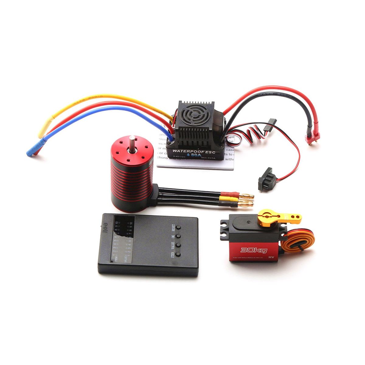 GTSKYTENRC Waterproof 3660 Brushless Motor 4200KV with 80A Brushless ESC 30KG Servo Programming Card Replacement for TRAX4 WLtoys Remote Control Car 1/8/1/10 Tamiya