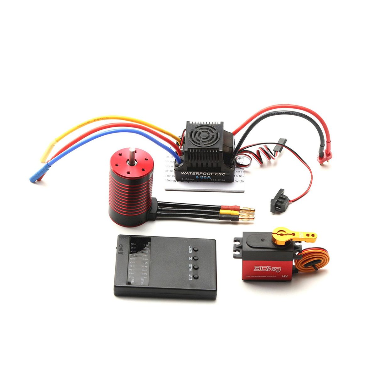 GTSKYTENRC Waterproof 3660 Brushless Motor 4200KV with 80A Brushless ESC 30KG Servo Programming Card Replacement for TRAX4 WLtoys Remote Control Car 1/8/1/10 Tamiya
