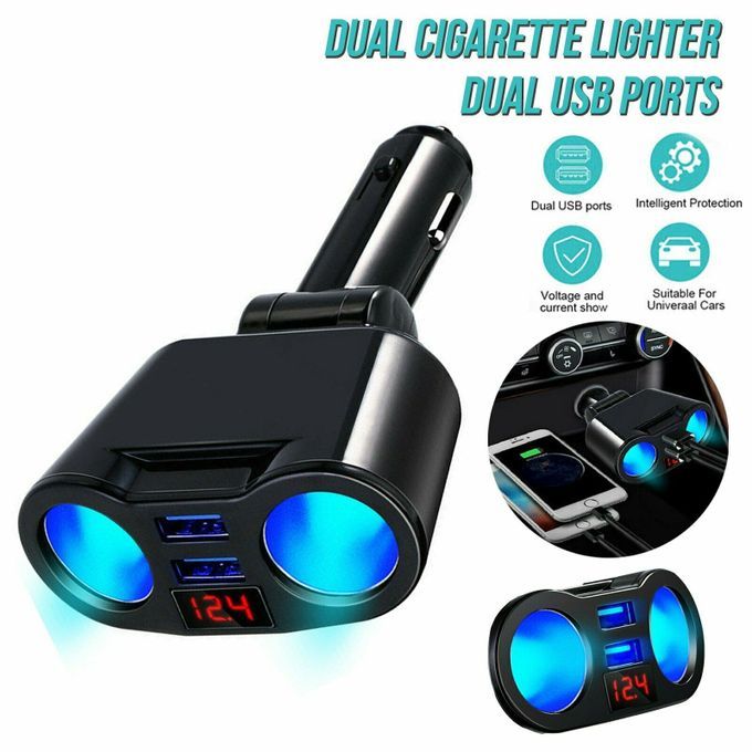 Dual USB Charger 2Way Car Cigarette Splitter Adapter DC 12V