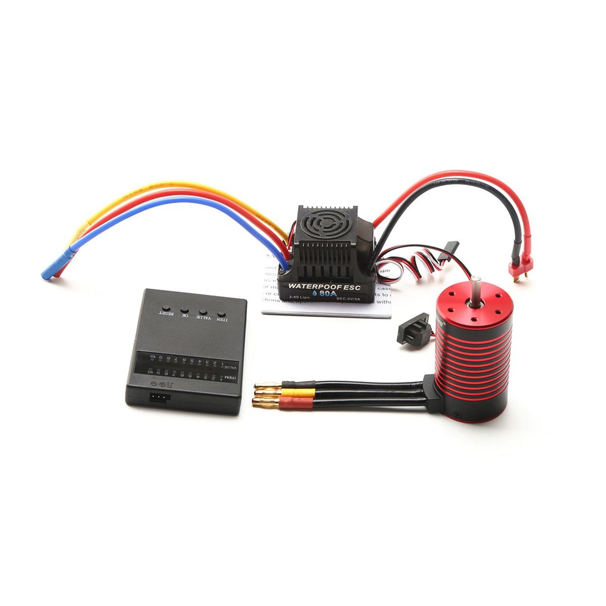 GTSKYTENRC Waterproof 3660 Brushless Motor 4200KV with 80A Brushless ESC Programming Card Replacement for TRAX4 WLtoys Remote Control Car 1/8/1/10 Tamiya