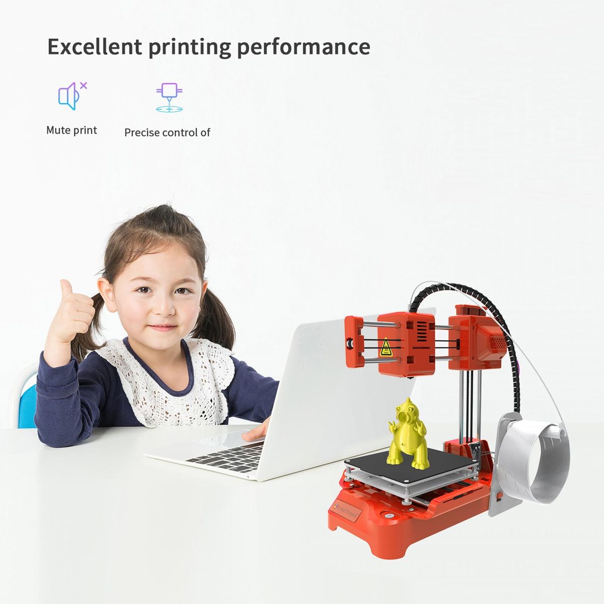EasyThreed 3D Printer for Kids Mini Desktop 3D Printer 100x100x100mm Print Size No Heated Bed One-Key Printing with TF Card PLA Sample Filament for Beginners Household Education
