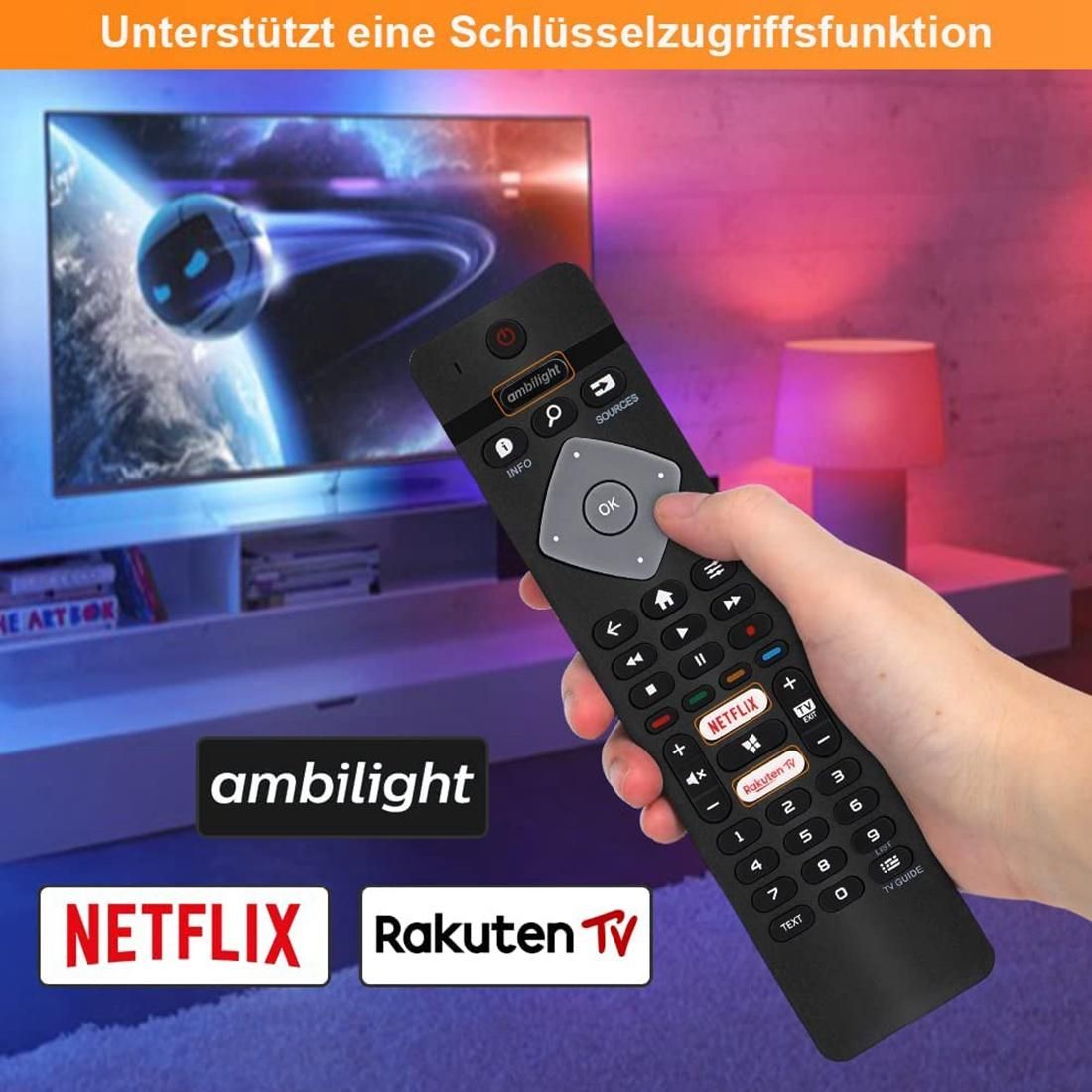 Remote Control Replacement for All Philips Ambilight 4K Smart LED TV 75PUS6754/12 65PUS6754/12 65PUS6704/12 55PUS6754