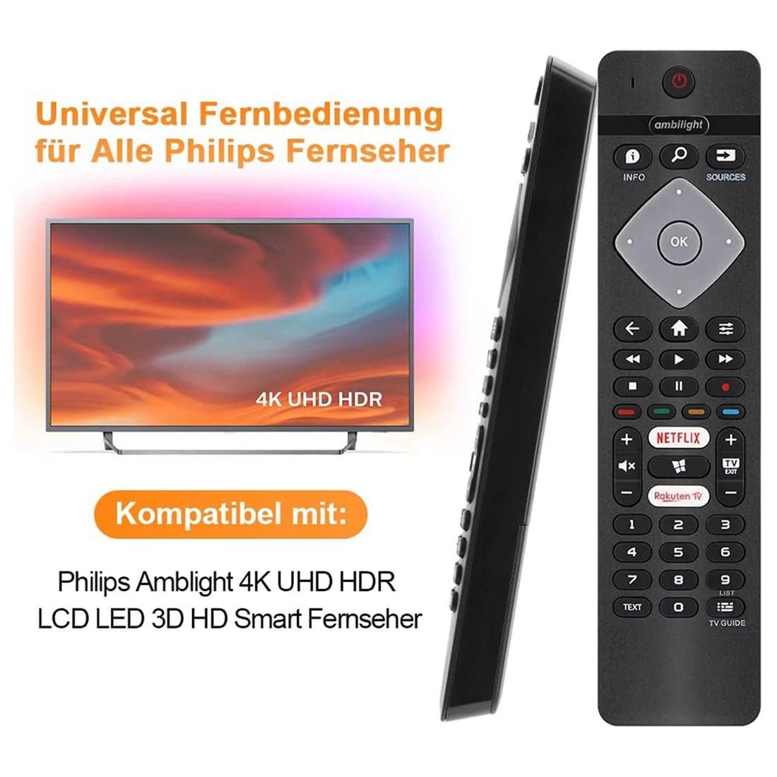 Remote Control Replacement for All Philips Ambilight 4K Smart LED TV 75PUS6754/12 65PUS6754/12 65PUS6704/12 55PUS6754