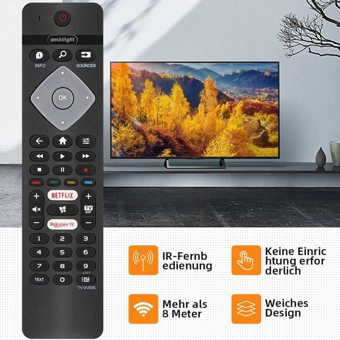 Remote Control Replacement for All Philips Ambilight 4K Smart LED TV 75PUS6754/12 65PUS6754/12 65PUS6704/12 55PUS6754