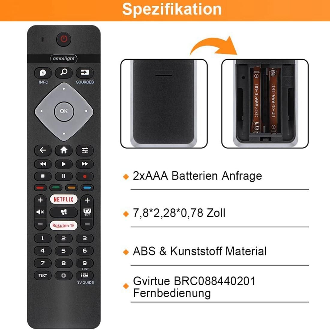 Remote Control Replacement for All Philips Ambilight 4K Smart LED TV 75PUS6754/12 65PUS6754/12 65PUS6704/12 55PUS6754