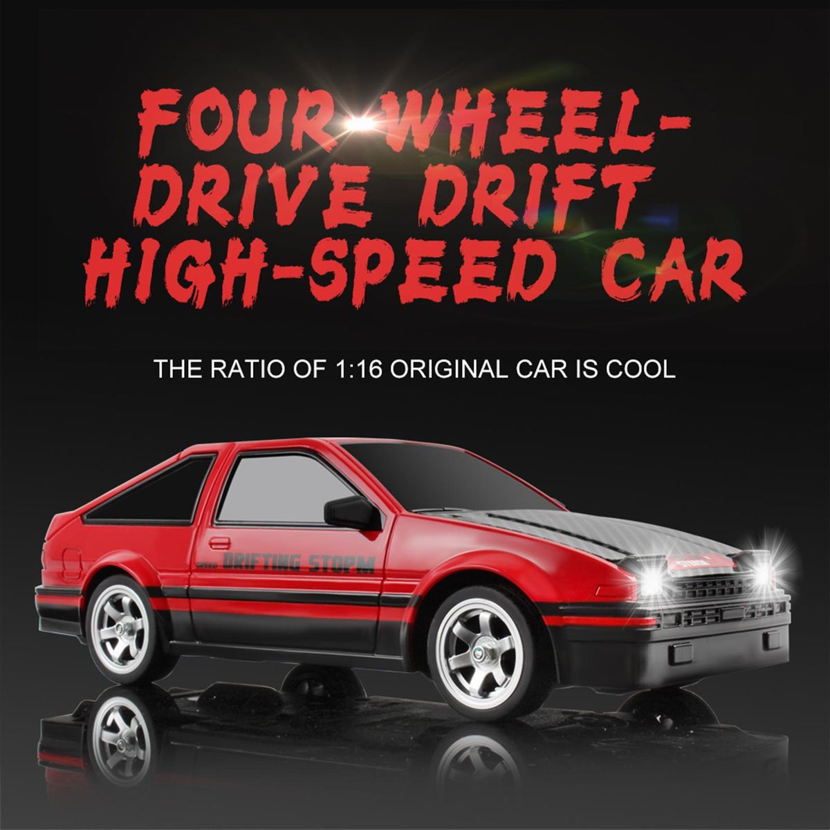 Remote Control Car, 1:16 Scale 2.4G Remote Control Drift Car High Speed 4WD Racing Car with Extra Drift Tires 2 Battery