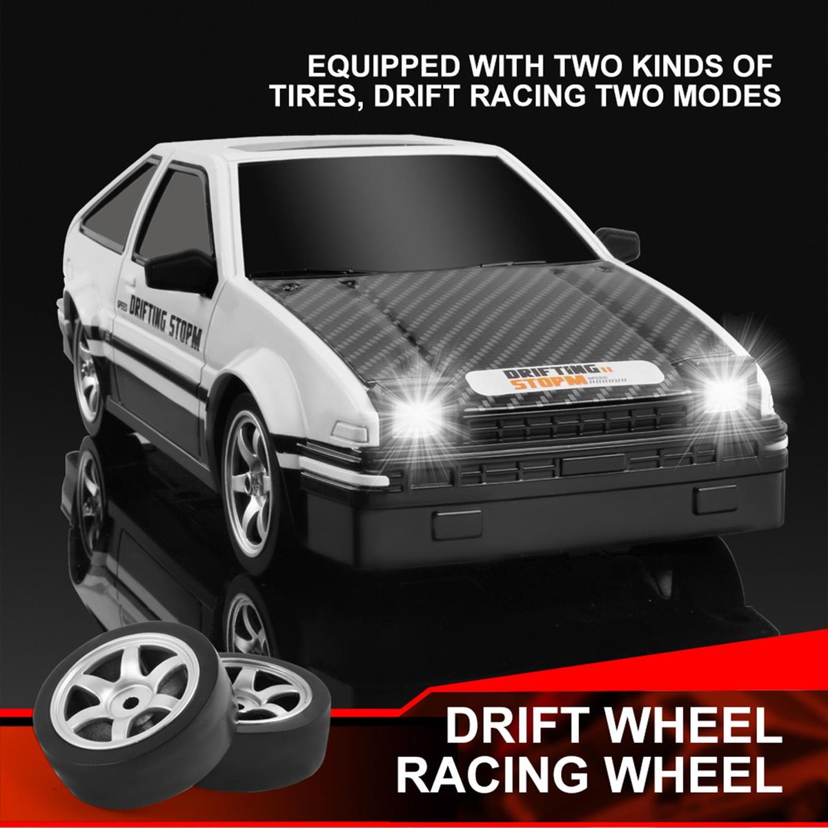 Remote Control Car, 1:16 Scale 2.4G Remote Control Drift Car High Speed 4WD Racing Car with Extra Drift Tires 2 Battery