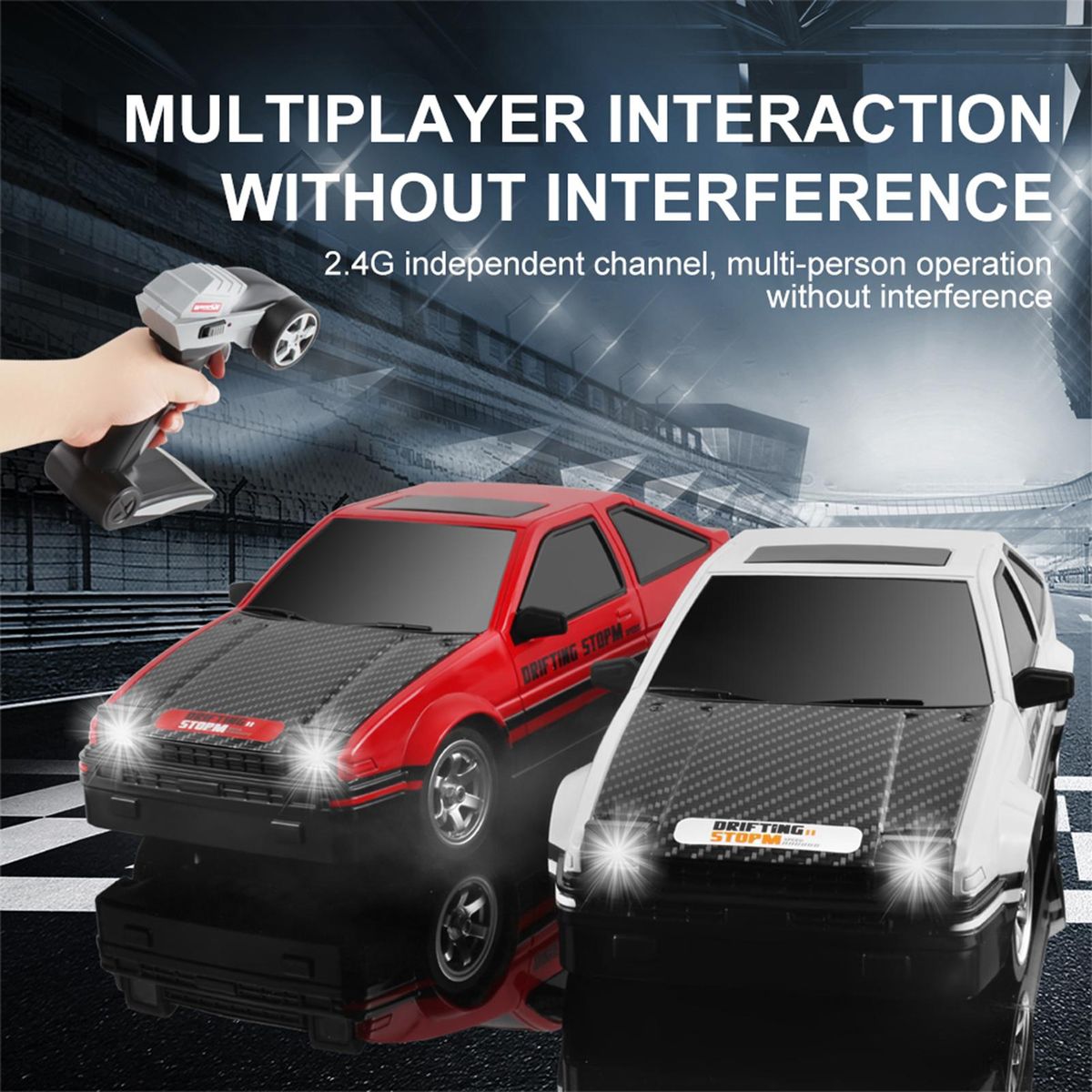 Remote Control Car, 1:16 Scale 2.4G Remote Control Drift Car High Speed 4WD Racing Car with Extra Drift Tires 2 Battery