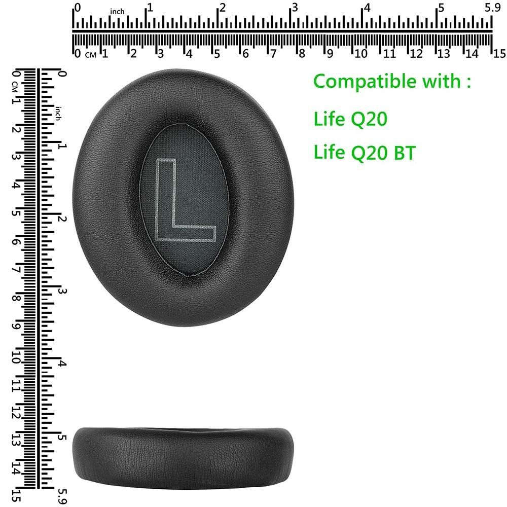 2Pcs Protein Leather Replacement Ear Pads for Anker Soundcore Life Q20, Q20BT Headphones Earpads