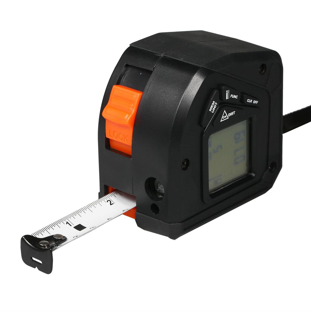 50m+5m Laser Tape Measure 2-in-1 Digital Laser Rangefinder with LCD Display 50M Laser Rangefinder 5M Measuring Tape M/In/Ft Unit Switching and Pythagorean Mode Measure Distance Area and Volume