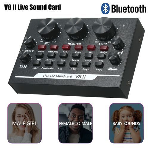 V8-II Audio USB External Sound Card Headset Microphone Webcast Personal Entertainment Streamer Live Broadcast For Phone Computer