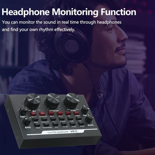 V8-II Audio USB External Sound Card Headset Microphone Webcast Personal Entertainment Streamer Live Broadcast For Phone Computer