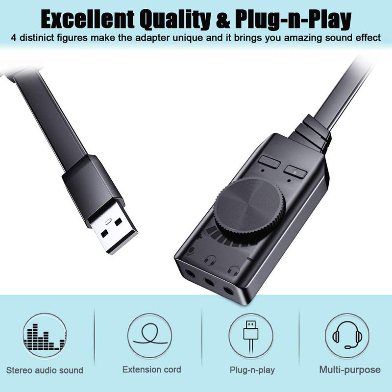 Sound Card USB Audio Interface External 3.5mm Microphone Audio Adapter Soundcard For Laptop PS4 Headset USB Sound Card