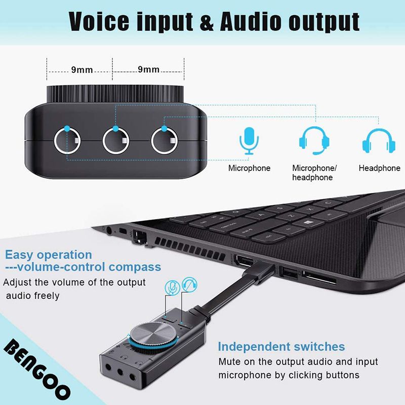 Sound Card USB Audio Interface External 3.5mm Microphone Audio Adapter Soundcard For Laptop PS4 Headset USB Sound Card