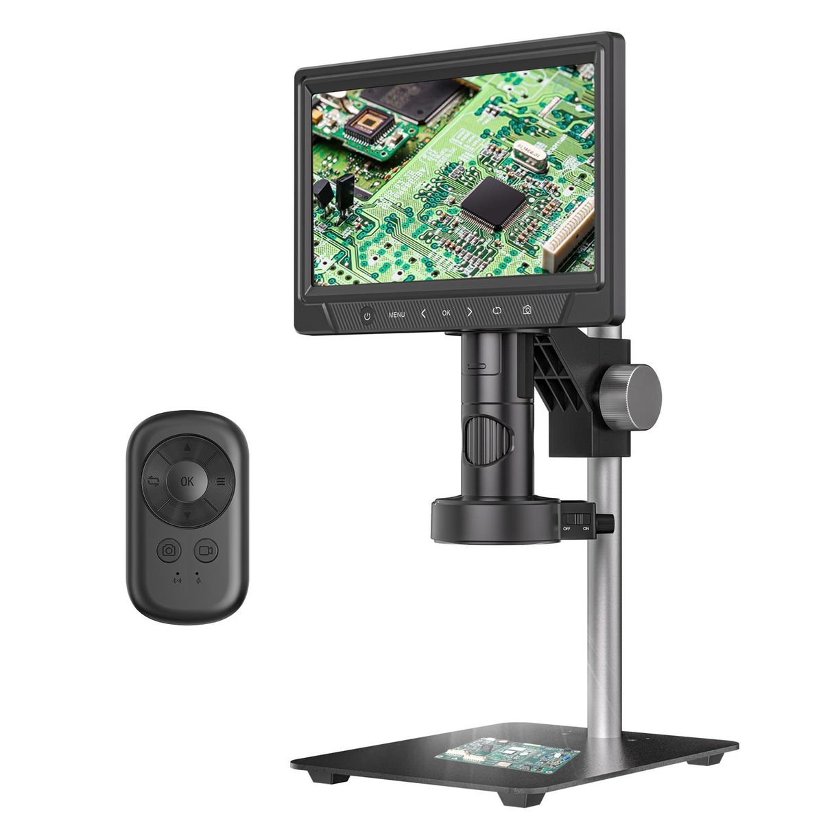 Professional Digital Microscope 12 Million Pixels IPS Touching Screen 50-1600X Magnification Soldering Microscope Picture Taking Video Recording Maintenance Workbench with LED Fill Light Compatible with PC Wins and MACOS Syst