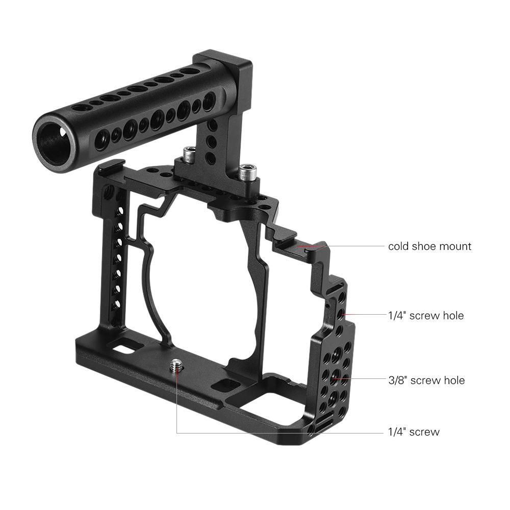 Andoer Aluminum Alloy Camera Cage + Top Handle Kit Video Film Movie Making Stabilizer System for Sony A7/ A7R/ A7S Camera