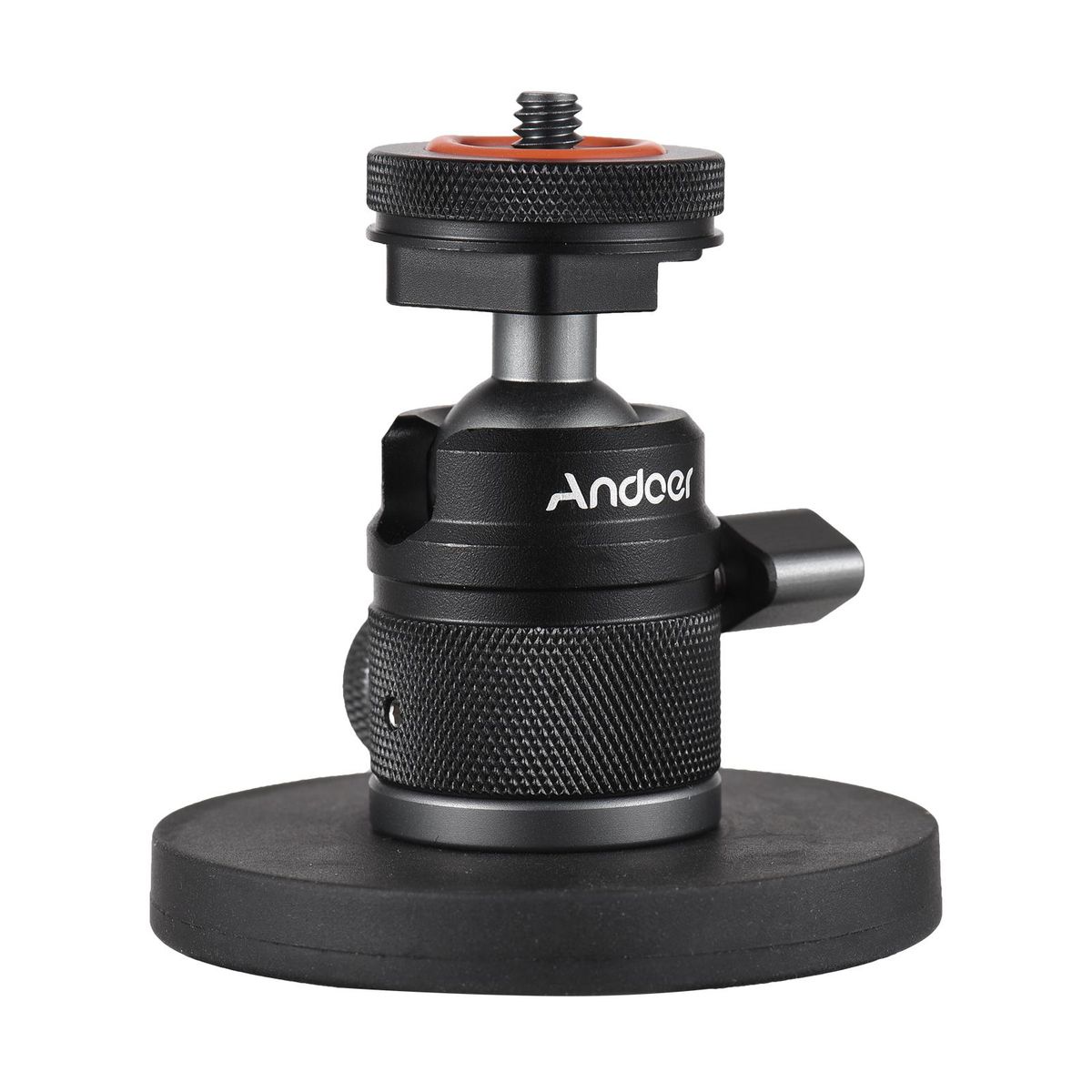 Andoer Mini Dual Use Ball Head Ballhead Adapter 1/4 Inch Screw & Cold Shoe Connection 360° Rotatable Aluminum Alloy with Large Magnetic Base 350g Load Capacity Replacement for Sports Camera Digital Camera Smartphone