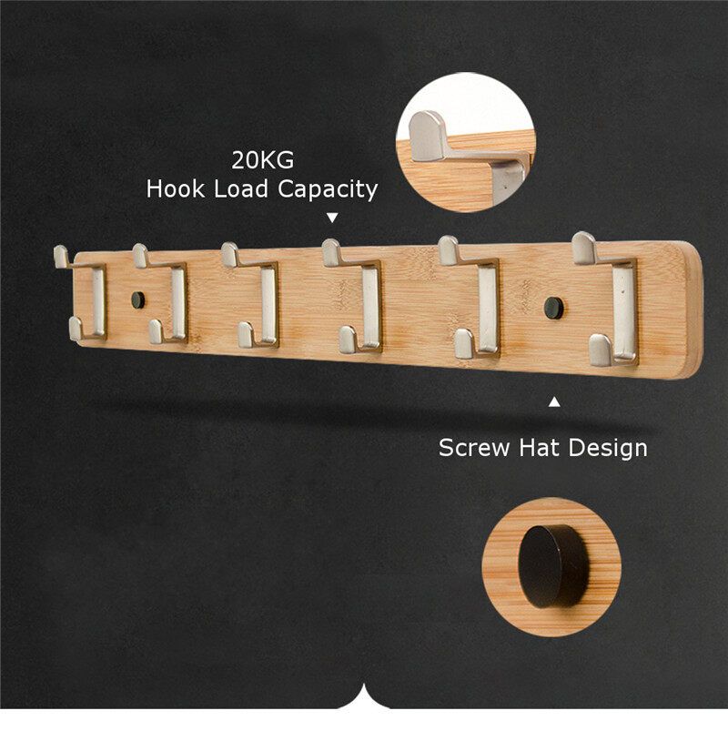 3/4/5 Hooks Creative Hook Wall Coat Rack Bedroom Furniture Clothes Hanger Hooks Living Room Closet Wooden Hat Rack Coat Hanger Ecru 5 Hooks