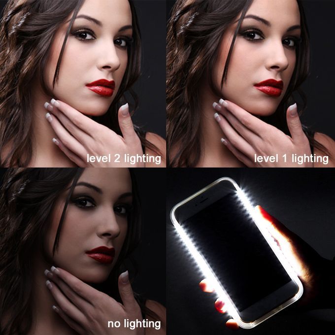 PC LED Selfie Case Light Up Glowing Phone Case Suitable For IPhone 6P/6SP Black