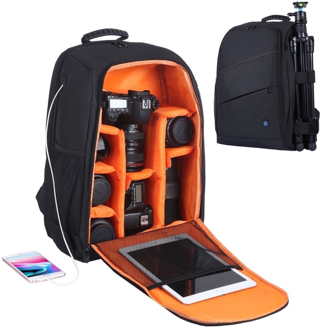 PULUZ Outdoor Portable Waterproof Scratch-proof Dual Shoulders Backpack Camera Bag, Upgrade Version(Black)