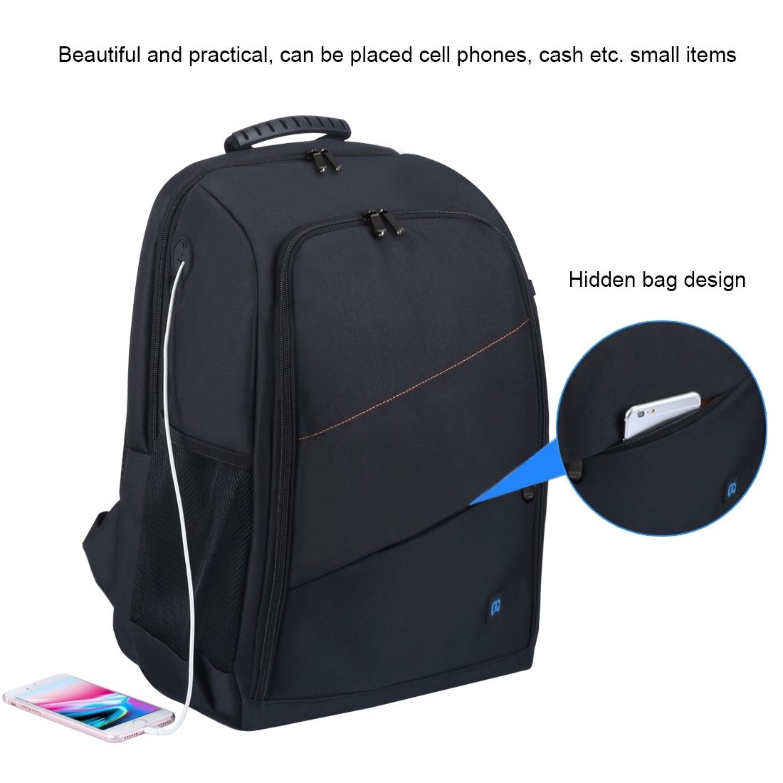 PULUZ Outdoor Portable Waterproof Scratch-proof Dual Shoulders Backpack Camera Bag, Upgrade Version(Black)