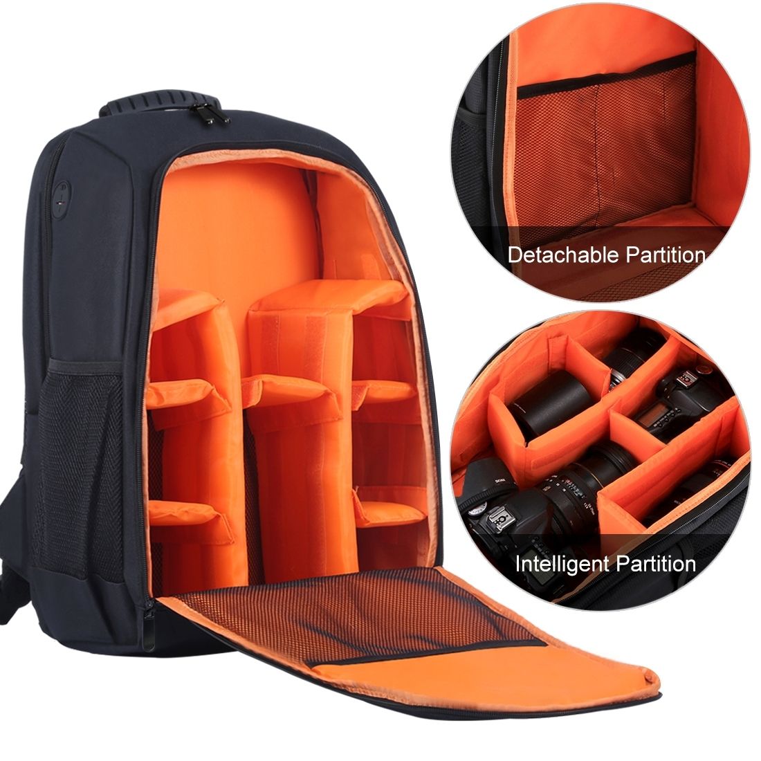 PULUZ Outdoor Portable Waterproof Scratch-proof Dual Shoulders Backpack Camera Bag, Upgrade Version(Black)