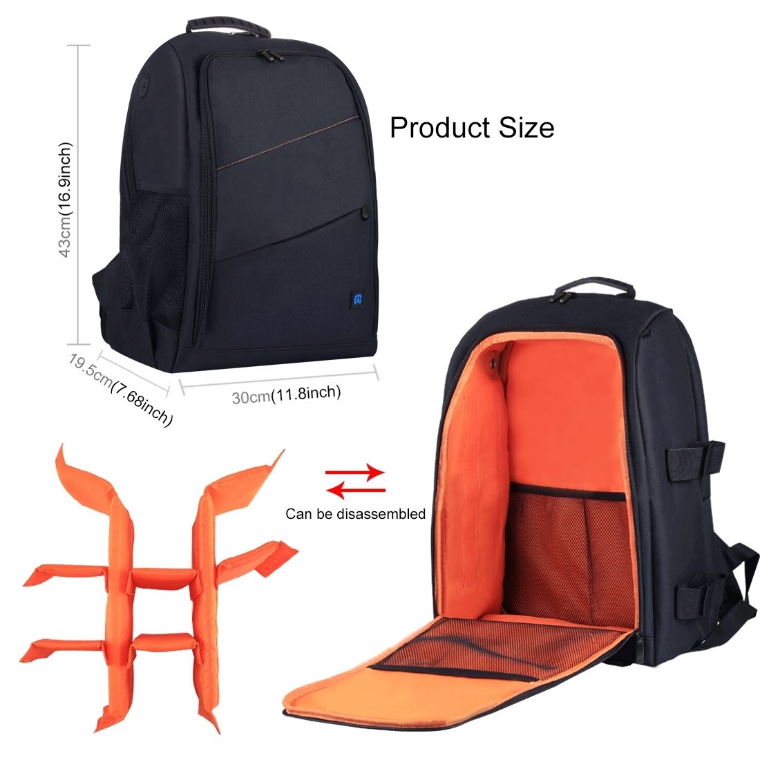 PULUZ Outdoor Portable Waterproof Scratch-proof Dual Shoulders Backpack Camera Bag, Upgrade Version(Black)