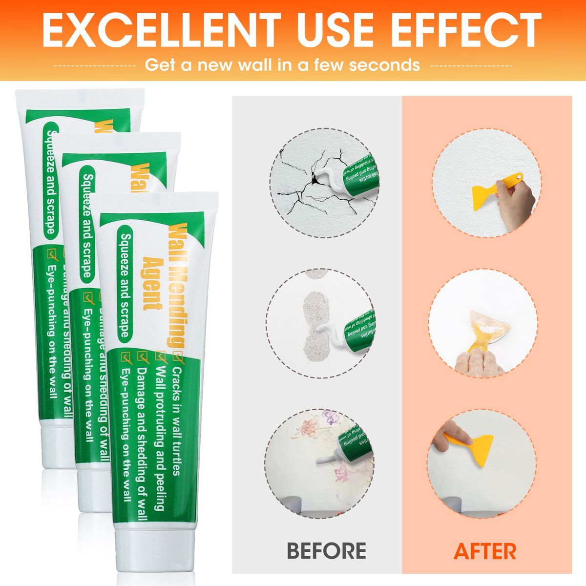 GOCHANGE Wall Repair Tools 2 Sets Wall Paint + Head +