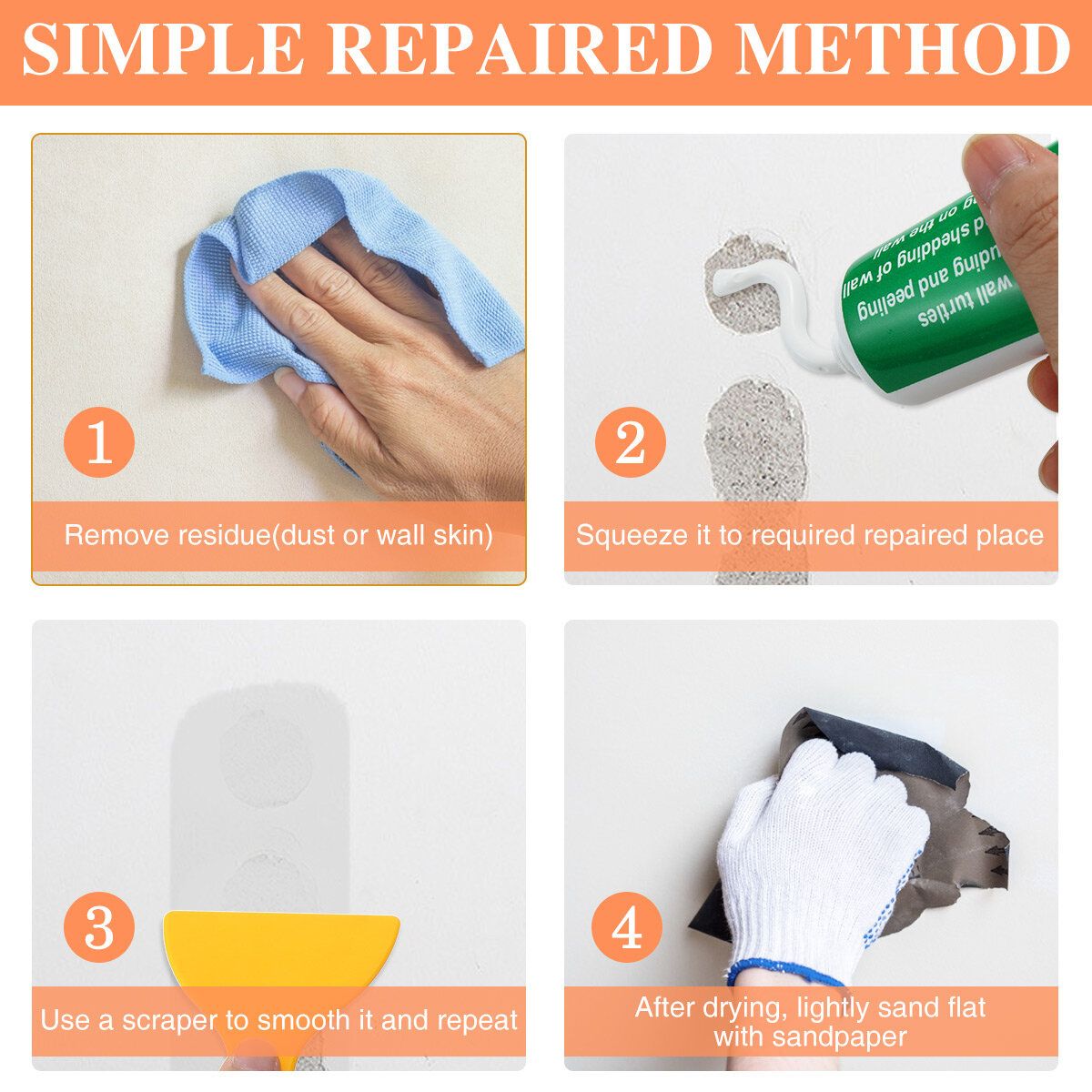 GOCHANGE Wall Repair Tools 2 Sets Wall Paint + Head +
