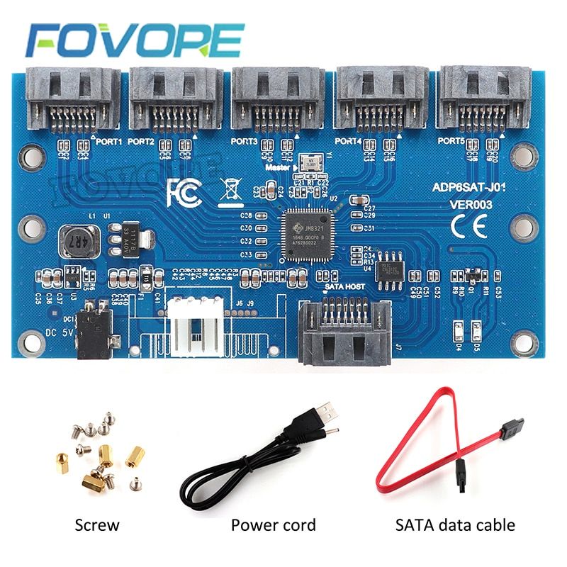 SATA Adapter SATA 3 III 3.0 1 To 5 Port Expansion Multiplier Card Board SATA3 SATA3.0  Converter