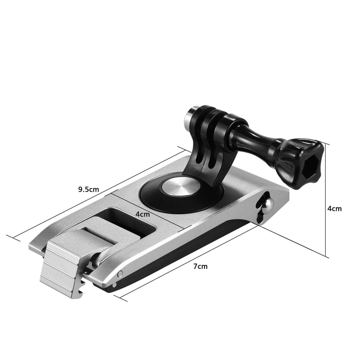 Aluminum Action Camera Backpack Shoulder Strap Clip Mount Strap Holder 360° Rotatable 6-level Thickness CNC Technology with Action Camera Mount