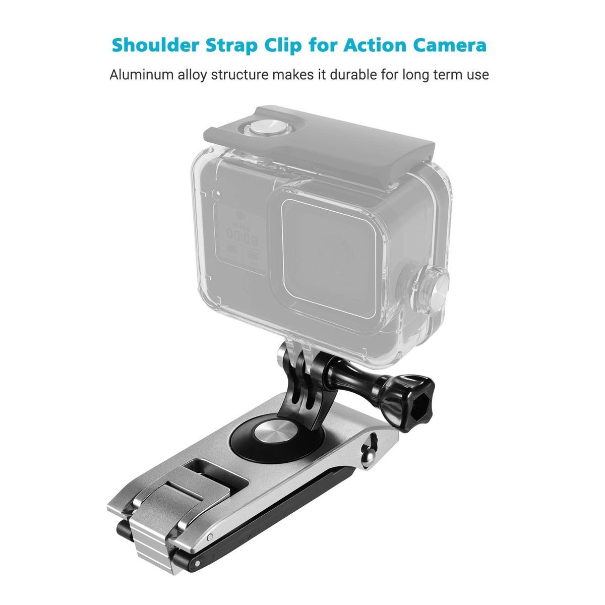 Aluminum Action Camera Backpack Shoulder Strap Clip Mount Strap Holder 360° Rotatable 6-level Thickness CNC Technology with Action Camera Mount