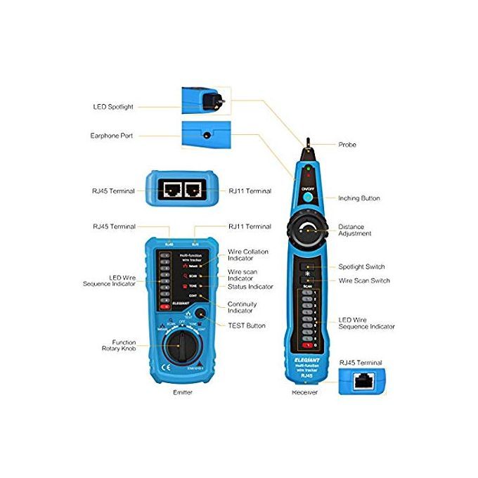 RJ11 RJ45Cable Tester Line Finder Multifunction Wire Tracker