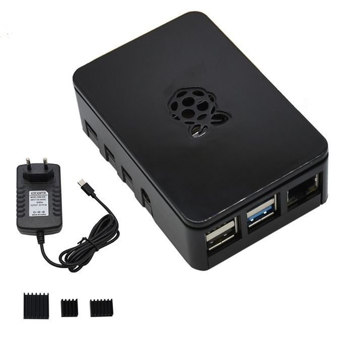ABS Case V4 Enclosure Box W/ Heat Sinks 5V/3A Power Supply For Raspberry Pi 4B