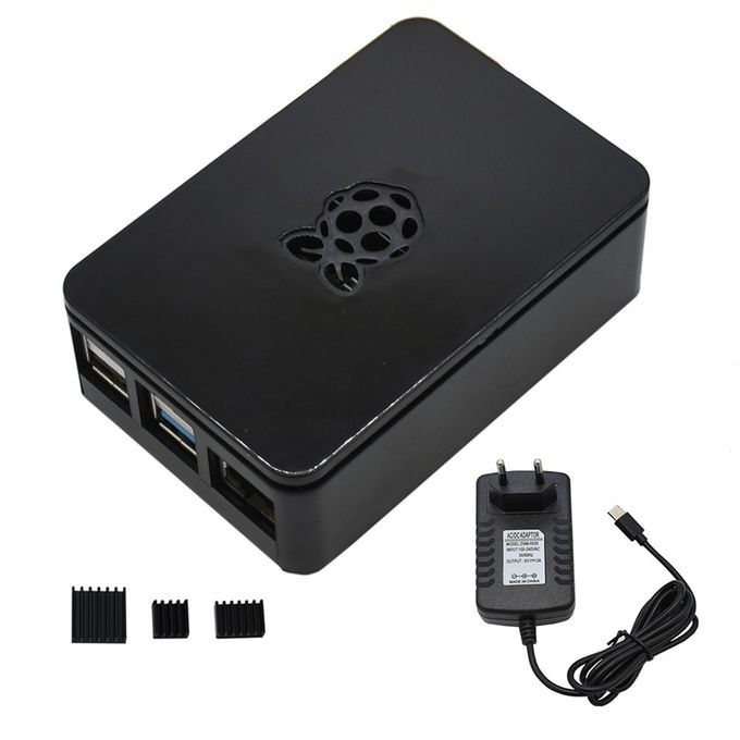 ABS Case V4 Enclosure Box W/ Heat Sinks 5V/3A Power Supply For Raspberry Pi 4B