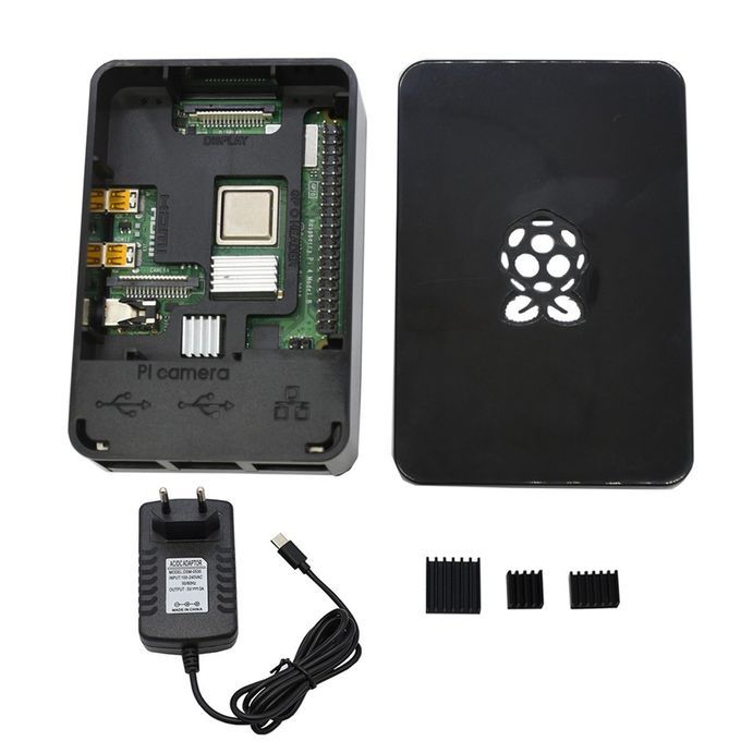 ABS Case V4 Enclosure Box W/ Heat Sinks 5V/3A Power Supply For Raspberry Pi 4B