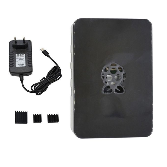 ABS Case V4 Enclosure Box W/ Heat Sinks 5V/3A Power Supply For Raspberry Pi 4B