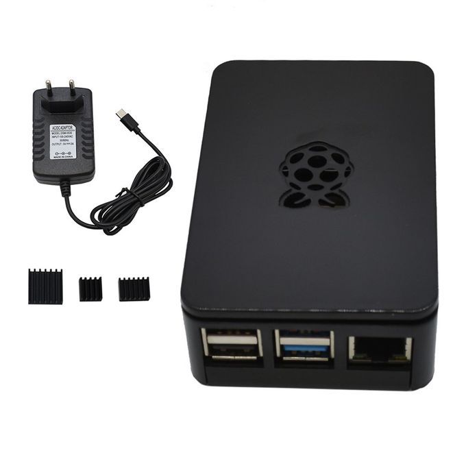 ABS Case V4 Enclosure Box W/ Heat Sinks 5V/3A Power Supply For Raspberry Pi 4B