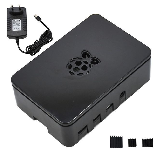 ABS Case V4 Enclosure Box W/ Heat Sinks 5V/3A Power Supply For Raspberry Pi 4B
