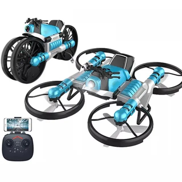 Flying Motorcycle Drone Drift Car Folding Quadcopter Wifi FPV Drone Camera RC 3D Flip & 2 Batteries