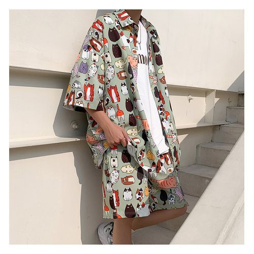 Men's Casual Graffiti Shirt Shorts Suits