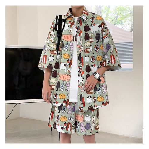 Men's Casual Graffiti Shirt Shorts Suits