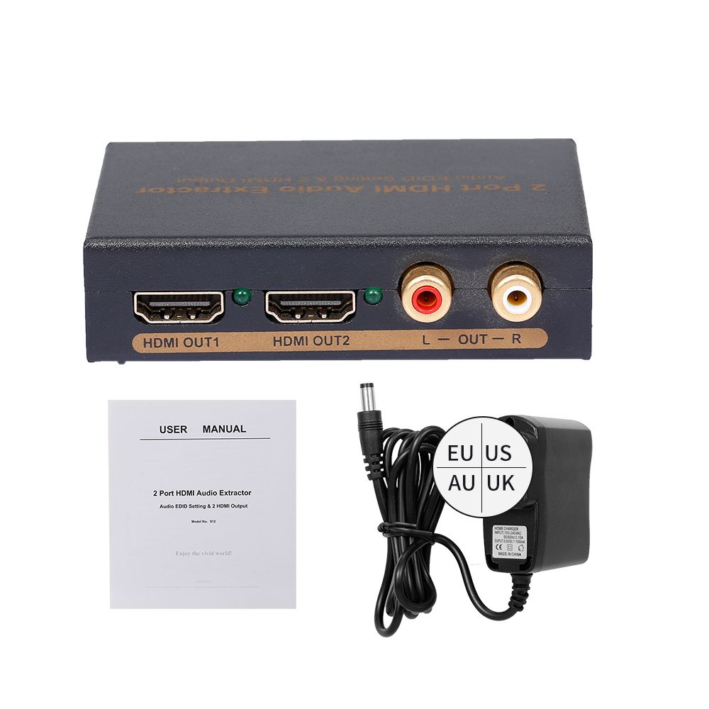 NK-912 2 Port HDMI Splitter Video Switcher Audio Extractor