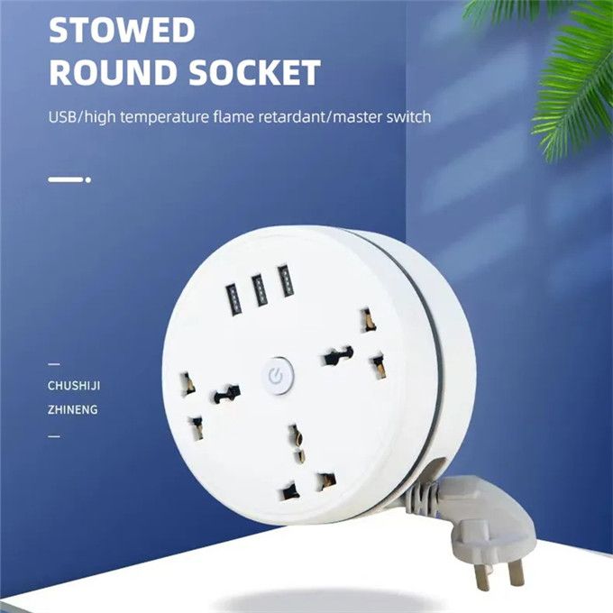 3-Port USB 3-port AC Intelligent Wire Storage Power Socket