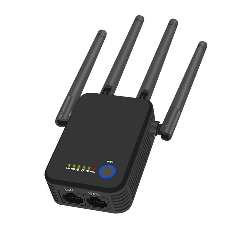 1200M WiFi Repeater 24G 5G Wireless WiFi Router Signal Booster Extender 4 Antenna Signal Amplifier US Plug