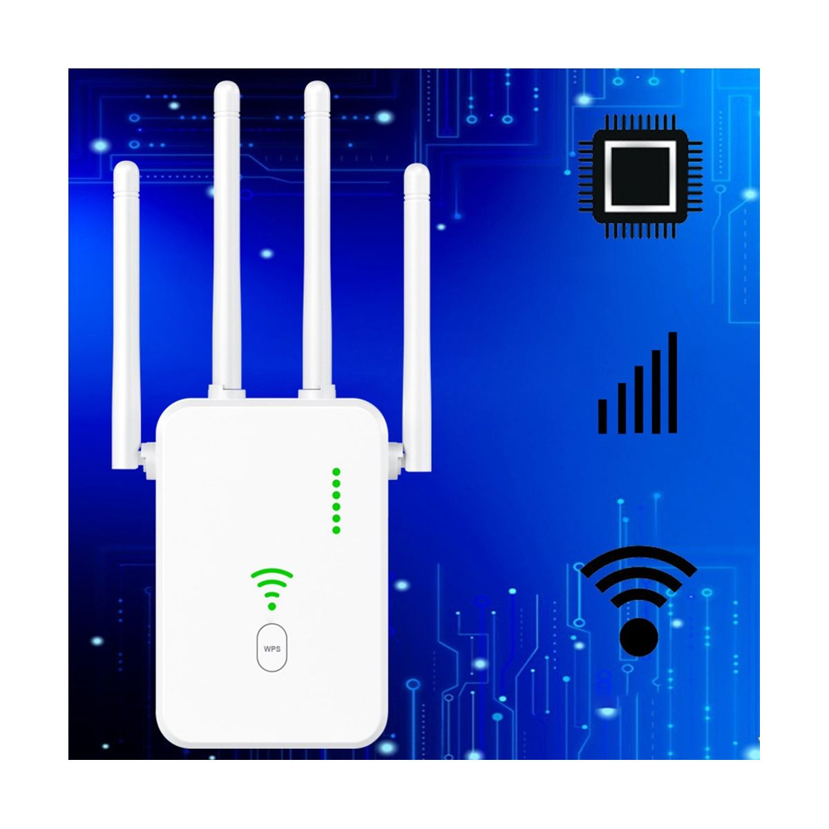 300M WiFi Repeater 24G Wireless Router Signal Booster Extender 4 Antenna Router Signal Amplifier EU Plug